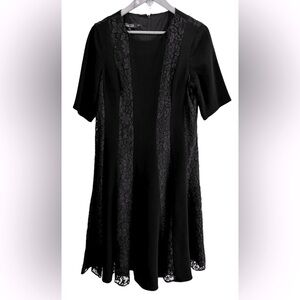 Teri Jon by Rickie Freeman blk lace elbw lngth midi ft n flr drss SZ 12 MOB